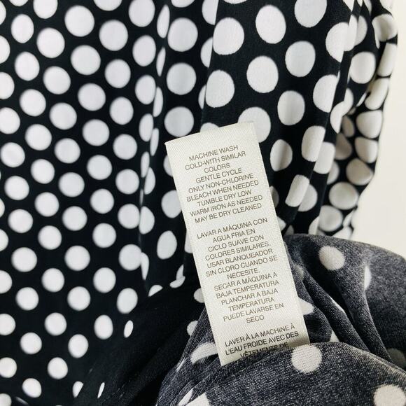 Chico's Size Large 12 2 Polka Dot Cold Shoulder Blouse Top Black White - Picture 5 of 5